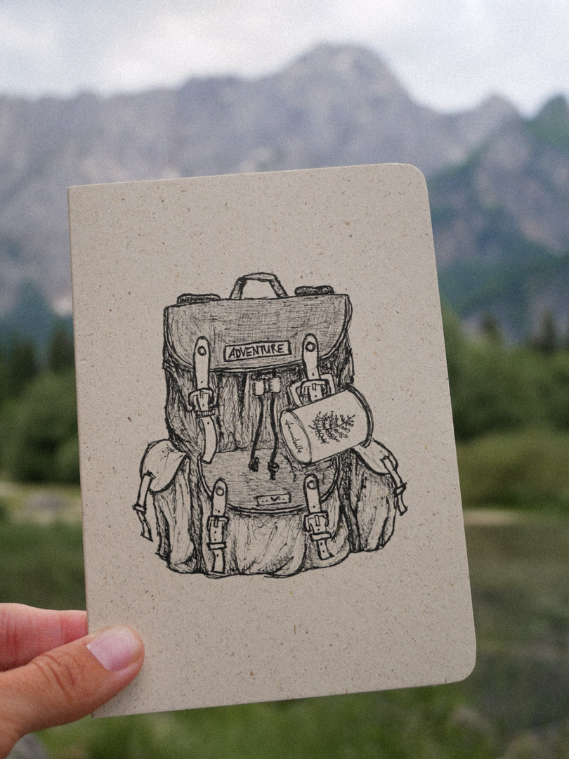 A6 Notizheft Wanderrucksack